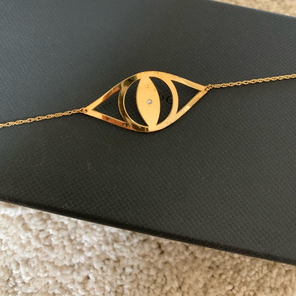 14k gold filled evil eye chain bracelet - Picture 1 of 2